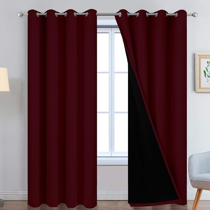 Yakamok Wine Red 100% Blackout Curtains 84 Inches Long 52" Wide 2 Panels | by Yakamok