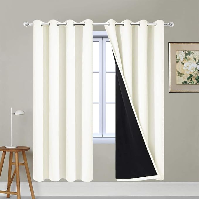 Yakamok Cream 100% Blackout Curtains 72 Inches Long by Yakamok