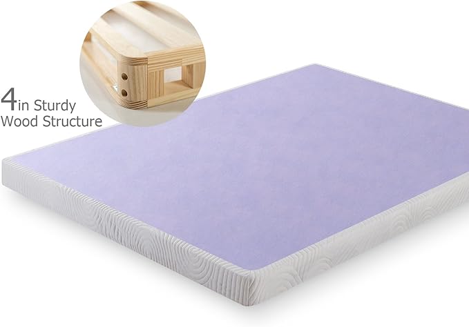 ZINUS Edgar 4 Inch Wood Box Spring, Mattress Foundation, Sturdy Wood Structure, Low Profile, Easy Assembly, Twin
