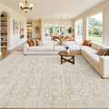 10x12 Area Rugs Living Room: Bedroom Washable Carpet Natural Beige | Large by Luxturiy
