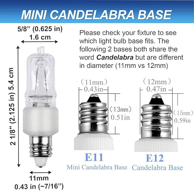 VINACO E11 Bulb, JDE11 120V 75W Halogen Light Bulbs, T4 Mini Candelabra Base, High Output 1150lm, Warm White 2700K, Dimmable, 4-Pack for Ceiling Fan Light Bulbs