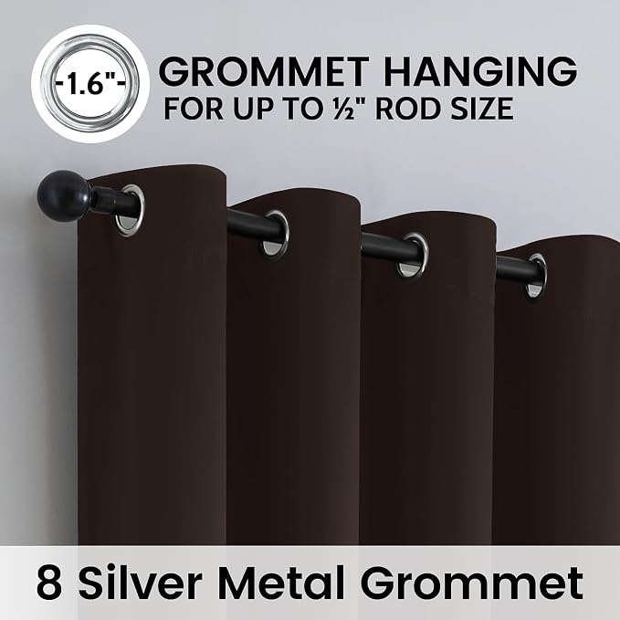SimpleHome Chocolate Brown 100% Blackout Curtains Room Dark Living Room 84L | - Image 6