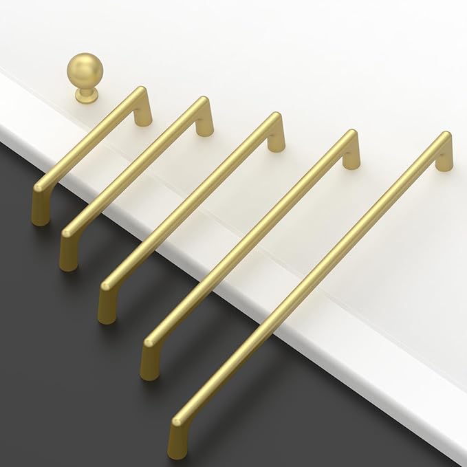 Amerdeco 10 Pack Brushed Gold Cabinet Pulls 11.3 Inch(288MM) Hole Centers Kitchen Cabinet Handles Hardware for Cabinets Cupboard Handles Drawer Pulls ZH0041