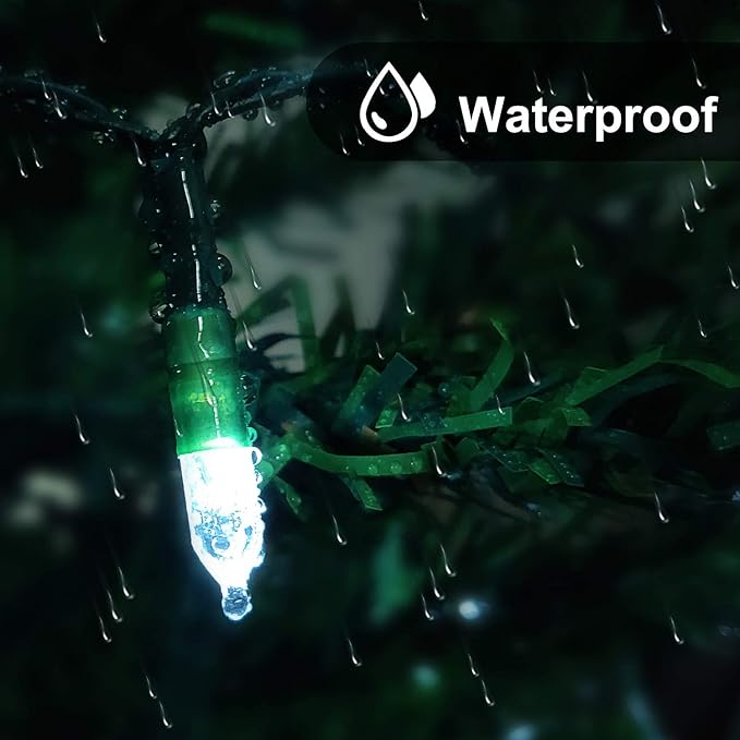 Christmas Lights Battery Operated String Lights 50-Count 8 Modes Clear Green Wire LED Mini Light Set with Timer for Christmas Tree Wreath Party Home Indoor Outdoor Decor Waterproof, White