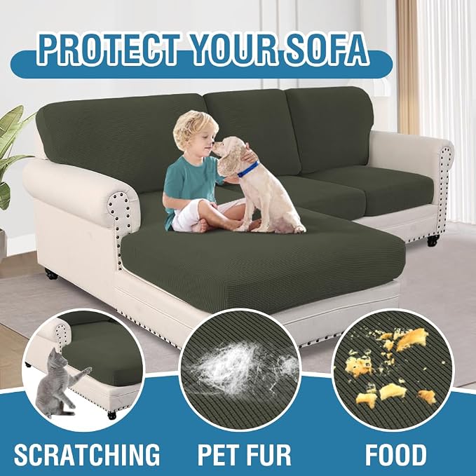 H.VERSAILTEX Sectional Couch Covers 3 Pieces Sofa Seat Cushion Covers L Shape - Image 7