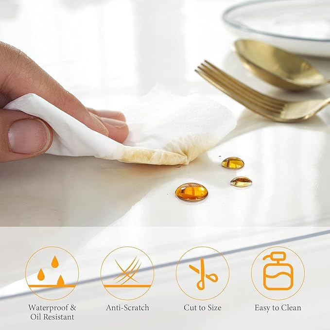 Deep Dream 1.5mm Clear Desk Cover Protector, 16×44 Inch Clear Desk Cover, Rectangular Vinyl Desk Pad, PVC Plastic Table Cover for Office, Dresser, Night Stand, Computer & Writing Desk Tabletop