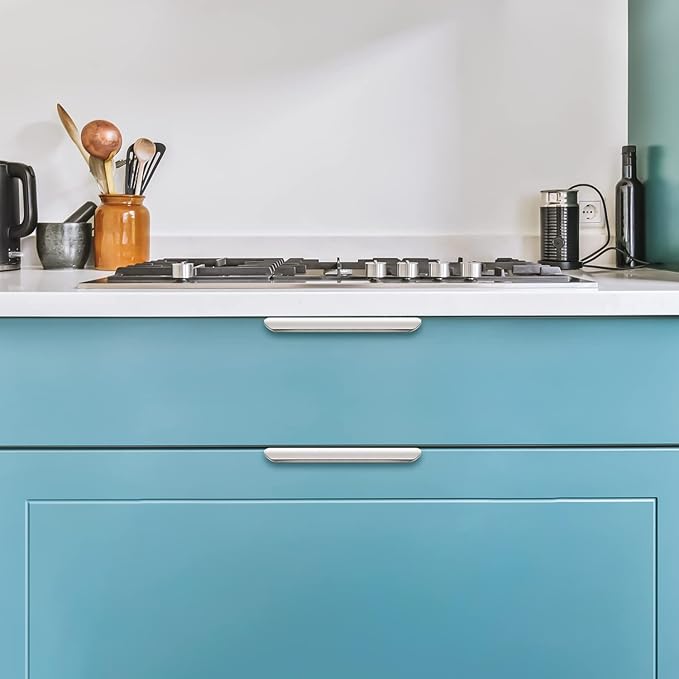 Ravinte Hardware 20 Pack Silver Cabinet Handles, 5.9 Inch (150mm) Finger Edge Pulls, 5 Inch Hole Center, Finger Pulls for Cabinets
