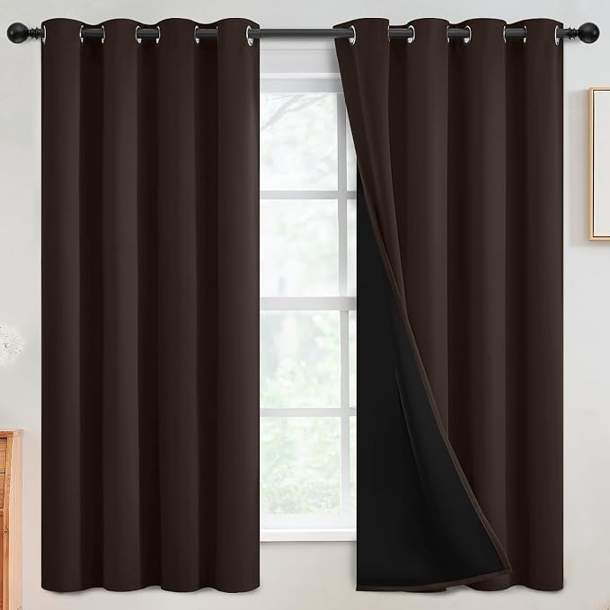 SimpleHome Chocolate Brown 100% Blackout Curtains Room Dark Living Room 63L | by SimpleHome