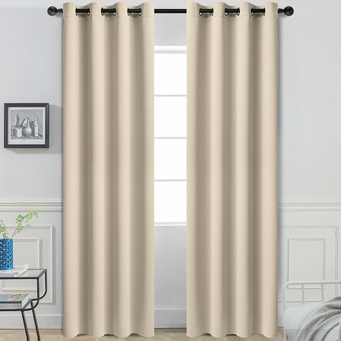 Yakamok Room Darkening Curtains 52x84 inch Length Cream Beige-Living Room | 2 by Yakamok