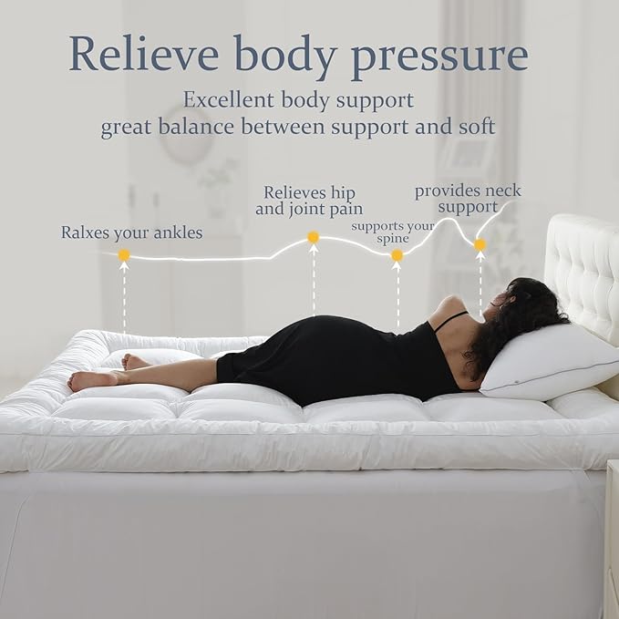 WhatsBedding 5 Inch Memory Foam Mattress Topper Full for Pressure Relief, 100% Cotton Cover, Comfort Supportive Pillow Top Mattress Topper, 2000GSM Fluffy Shredded Memory Foam Filled