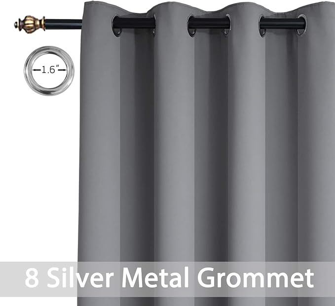 Yakamok Grey Room Darkening Curtains 52x90 inch Gray Grommet-Living Room | 2 - Image 3