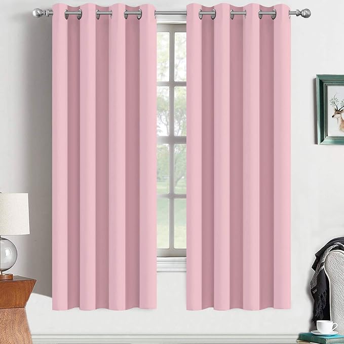Yakamok Room Darkening Curtains 52x63 inch Long Pink-Living Room | 2 panels by Yakamok