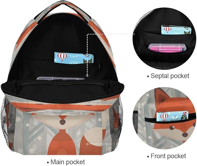 Custom Children's Name School Backpack Personalized Schoolbag Brown FoxTravel Bag for Teens Girls Boys