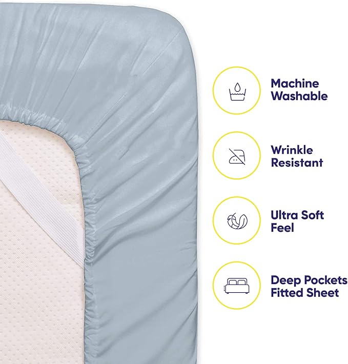 Twin XL Size Bed Sheets - 4 Piece 1500 Supreme Collection Fine Brushed Microfiber Deep Pocket Twin X-Large Sheet Set Bedding - 1 EXTRA PILLOW CASES, GREAT VALUE, Twin XL, Misty Blue