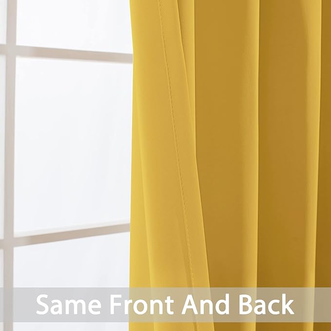 Yakamok Room Darkening Curtains 52x72 inch Long Mustard Yellow-Living Room | 2 - Image 5