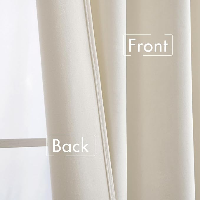 MIULEE Velvet Curtains 52x84 inches 2 Panels Ivory Room Darkening Curtains | - Image 6
