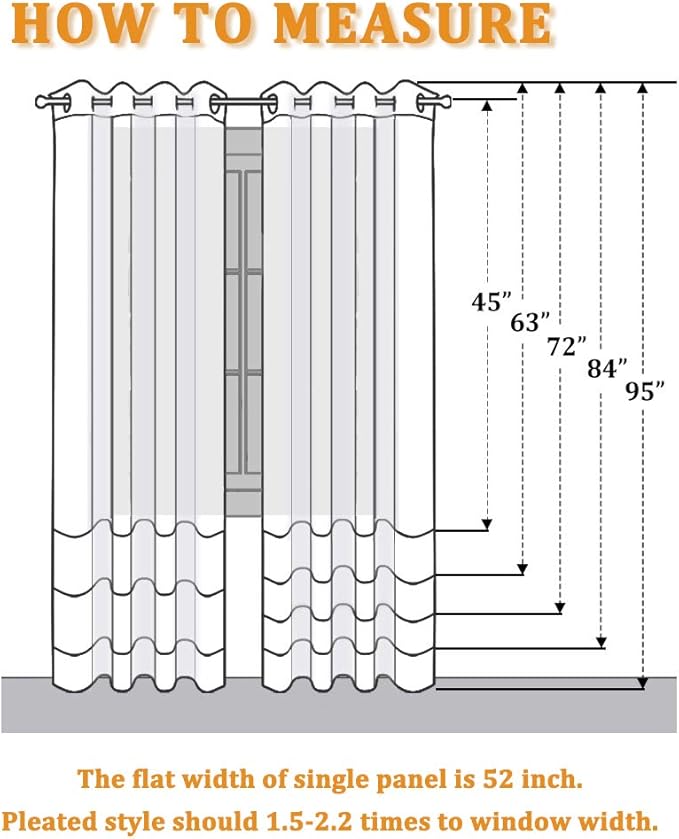 RYB HOME Semi Sheer Curtains 84 inches - Linen Texture Privacy Breathable Curtains Large Window Decor for Bedroom Living Room Canopy Bay Window Bathroom, 52 x 84 inch Length, 2 Panels