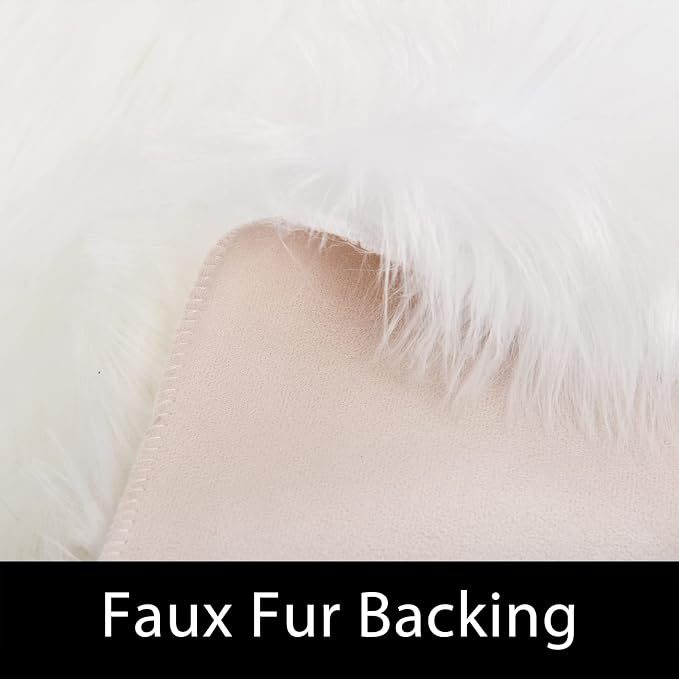 Latepis White Faux Fur Rug 3x5, Faux Sheepskin Rugs - Image 5