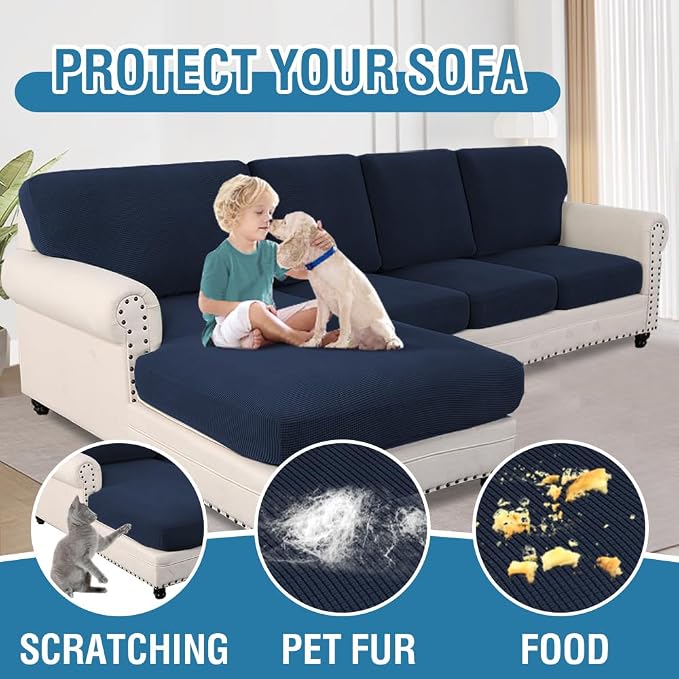 H.VERSAILTEX Sectional Couch Covers 8 Pieces Stretch Sofa Covers - Image 7
