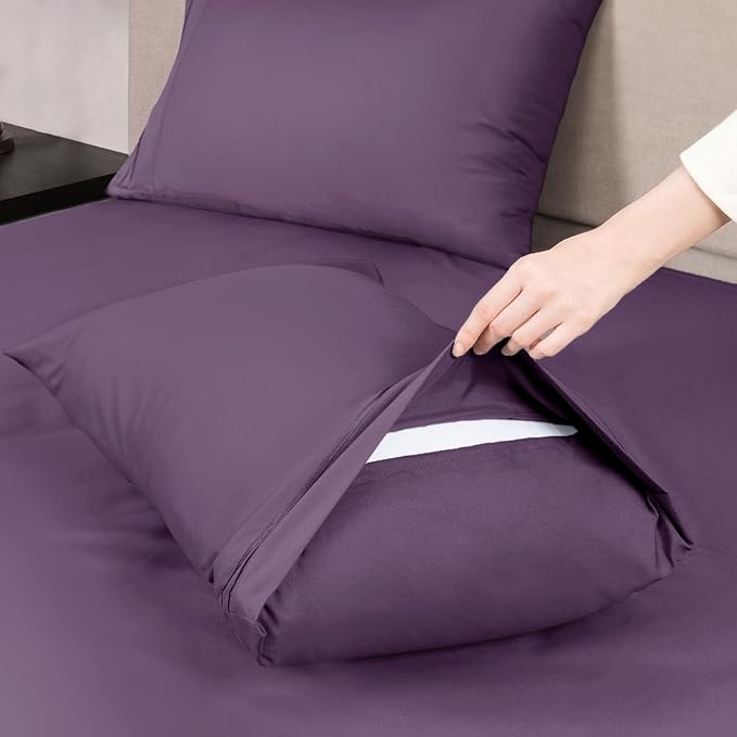 Mejoroom King Size Bed Sheet Set - Hotel Luxury 1800 Bedding Sheets & Pillowcases - 16" Deep Pocket Fitted Sheet, Soft, Breathable, Wrinkle & Fade Resistant - 4 Piece(King, Purple)