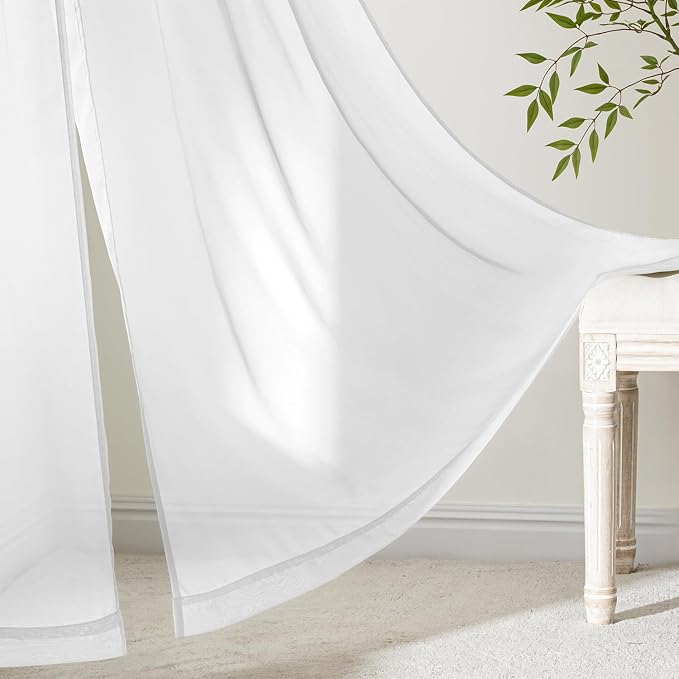 MIULEE White Sheer Curtains 72 Inches Long 4 Panels 54 x 72 Inches | Light - Image 6