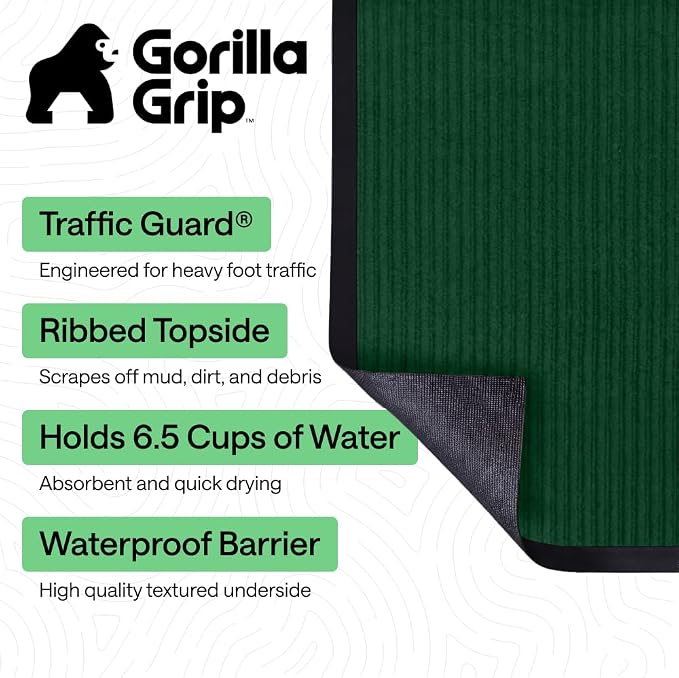 GORILLA GRIP Waterproof Traffic Guard Door Mat, Indoor Outdoor Heavy Duty - Image 2