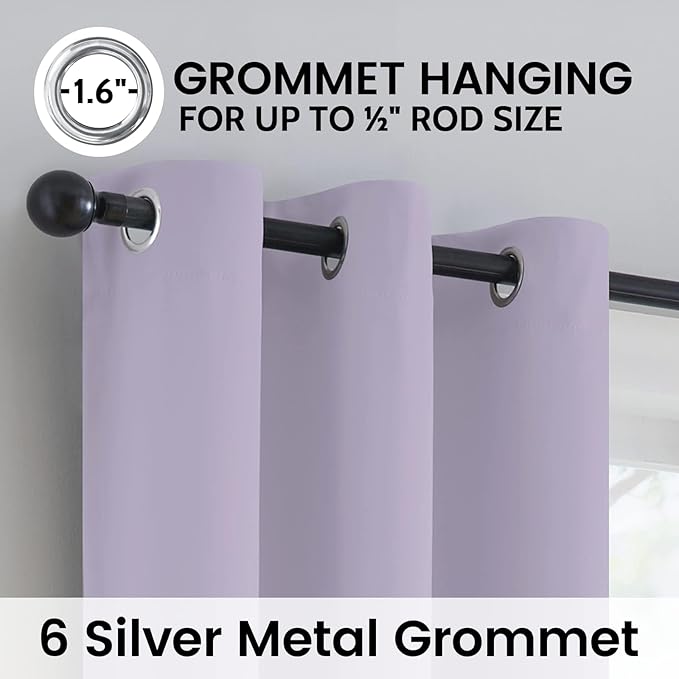 SimpleHome Lilac 100% Blackout Curtains Room Darkening Living Room 36 Inch | - Image 6