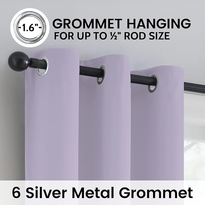 SimpleHome Lilac 100% Blackout Curtains Room Darkening Living Room 72 Inch | - Image 6