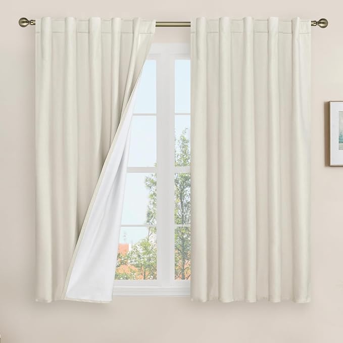 Natural 100% Blackout Linen Curtains by LAMIT