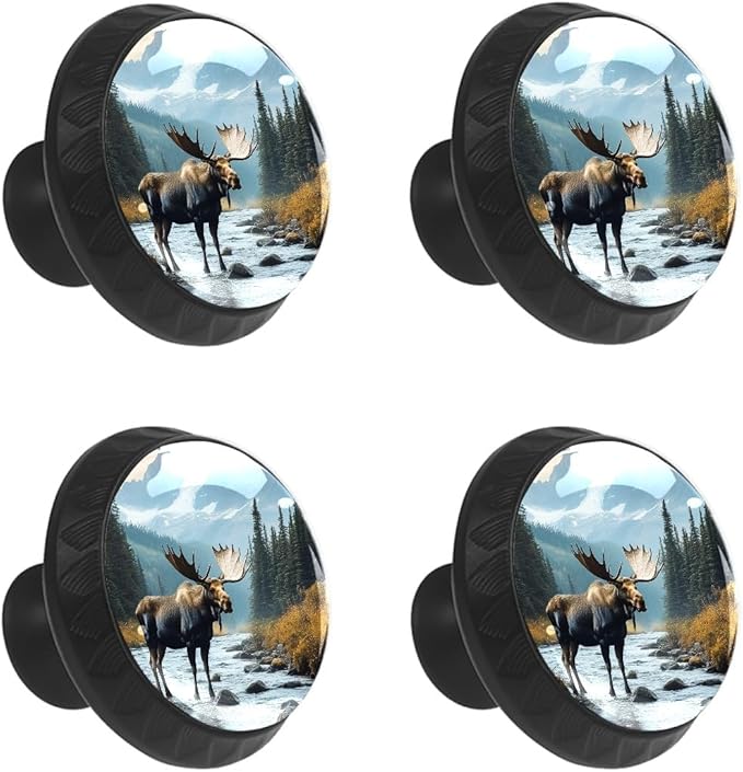 4 Pack Drawer Knobs Pulls Moose River Crystal Glass Round Knobs Pulls Handles for Cabinets Dressers Kitchen Bathroom - Cupboards Wardrobes Hardware Furniture Knobs