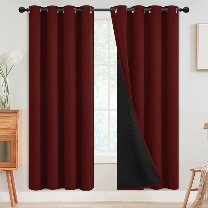 SimpleHome Burgundy Red 100% Blackout Curtains Room Darken Living Room 72 | by SimpleHome