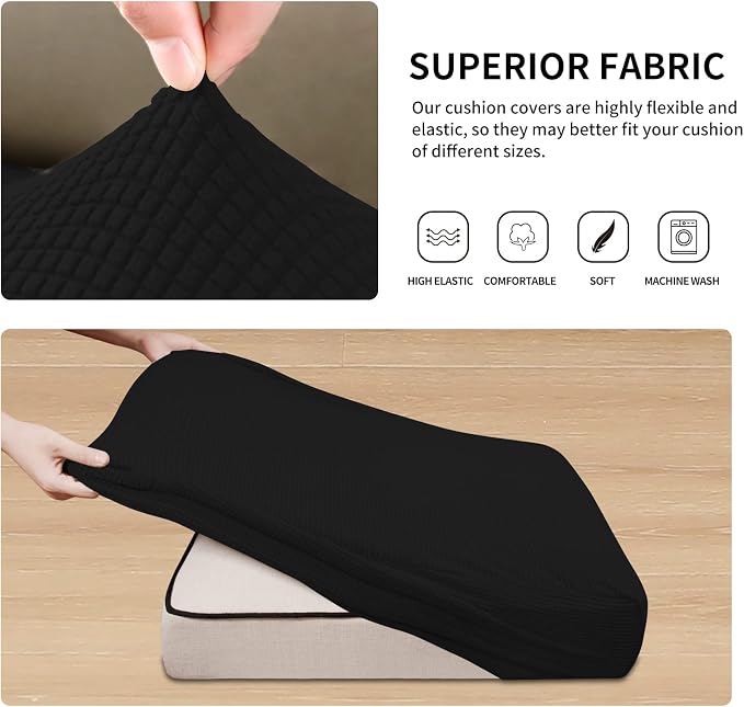 Easy-Going Stretch 4 Pieces Couch Cushion Covers - Image 4