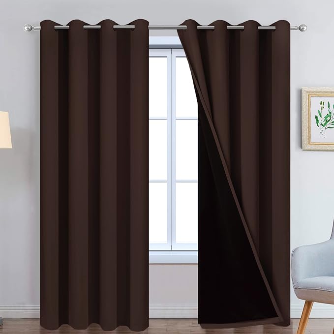 Yakamok Chocolate Brown Blackout Curtains 96 Inches Long 52" Wide, 2 Panels | by Yakamok