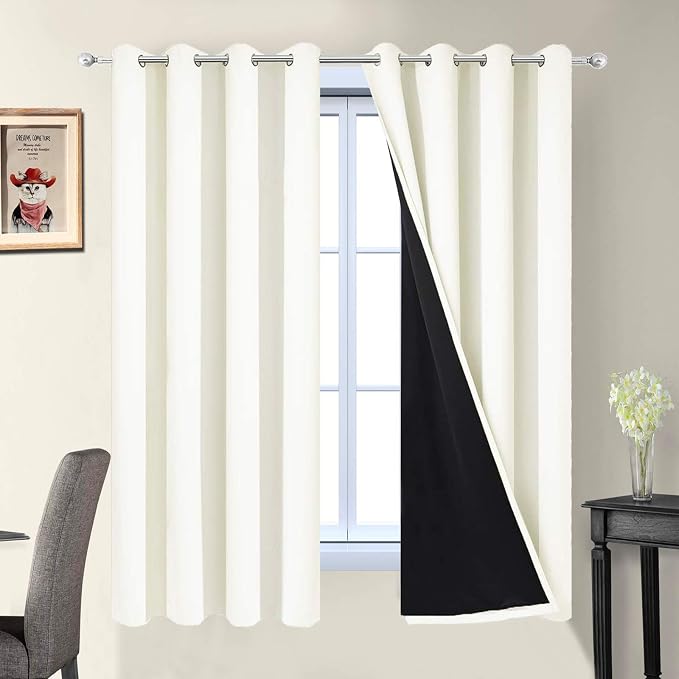 Yakamok Cream 100% Blackout Curtains 63 Inches Long by Yakamok