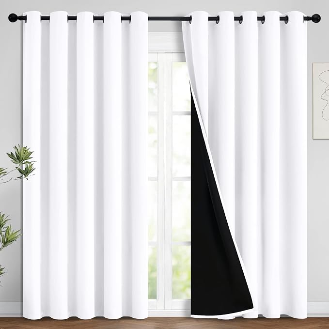 Yakamok Pure White 100% Blackout Curtains 96 Inches Long 62" Wide 2 Panel | by Yakamok