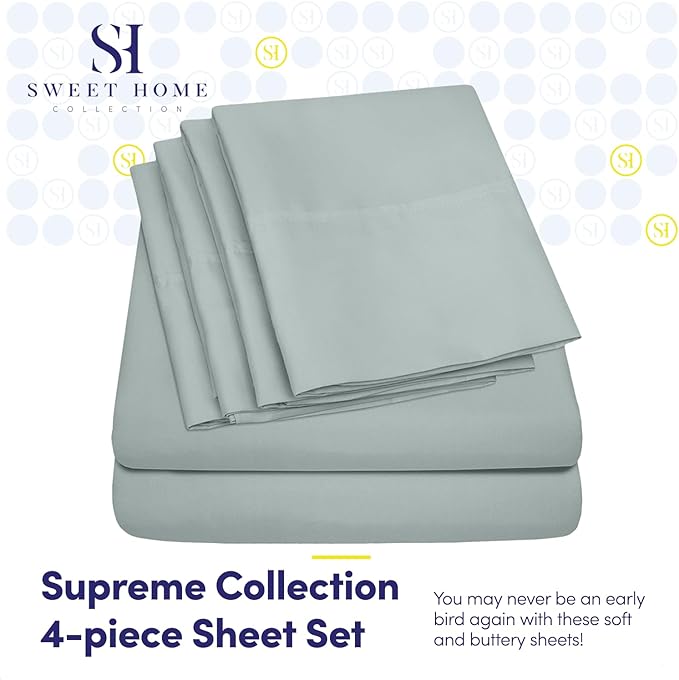 Sweet Home Collection 6 Piece Bed Sheet Set, Twin, Slate