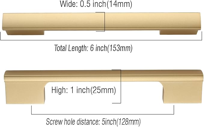 Asidrama 10 Pack 5 Inch(128mm) Brushed Gold Kitchen Cabinet Handles, Cabinet Pulls Gold Kitchen Cabinet Hardware for Cupboard Drawer Handles Dresser Pulls