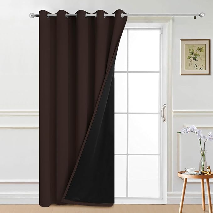 Yakamok Brown 100% Blackout Patio Door Curtain Panels W70 x L84, 1 Panel | by Yakamok