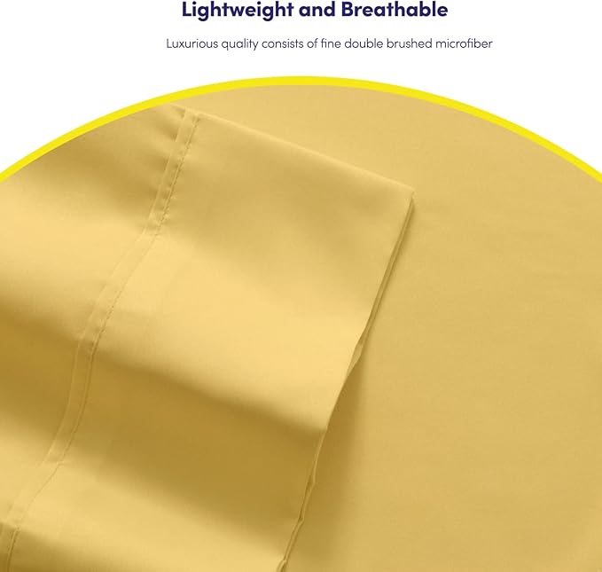 King Size Bed Sheets - 6 Piece 1500 Supreme Collection Fine Brushed Microfiber Deep Pocket King Sheet Set Bedding - 2 Extra Pillow Cases, Great Value, King, Yellow