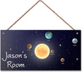 Personalized Outer Space Sign Spacesolar System Themed Decor For Kids Room Nursery Door Art Décor For Little Man Cave,Custom Name Sun Earth Planet Wall Decor Decorative Plate for Boys Bedroom