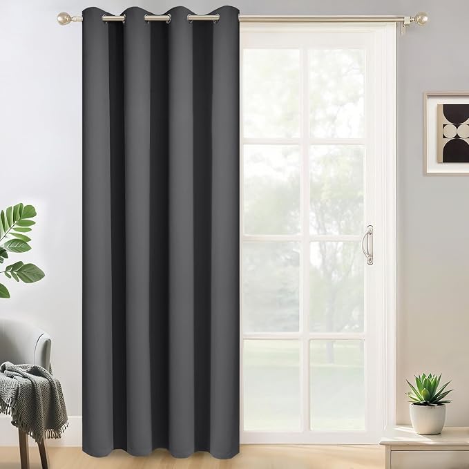 Yakamok Charcoal Grey Room Darkening Curtains 84 inch Sliding Door Drapes | 1 by Yakamok