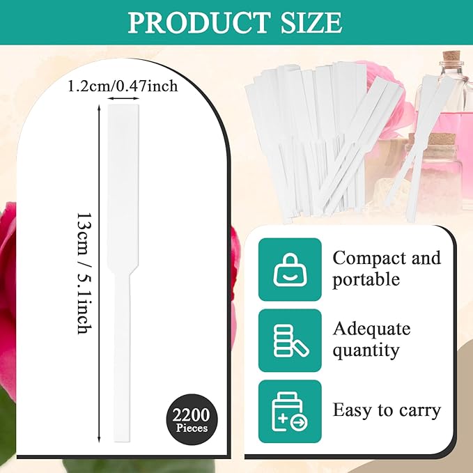 2200 Pieces Perfume Tester Strips - Perfume Blotter Essential Oils Paper Test Strips -Premium Fragrance Tester Strips for Scent Evaluation - Fragrance Strips for Aromatherapy & Spice Oils (White)