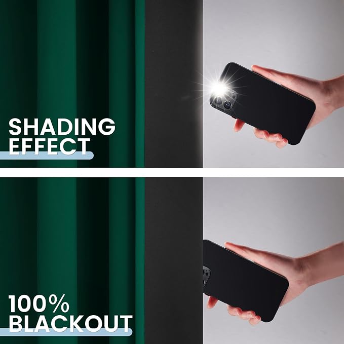 SimpleHome Dark Green 100% Blackout Curtains Room Darkening Living Room 45 | - Image 4