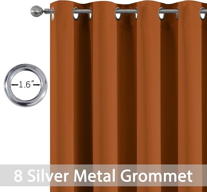 Yakamok Burnt Orange Room Darkening Curtains 84 inch Sliding Door Drapes | 1 - Image 2