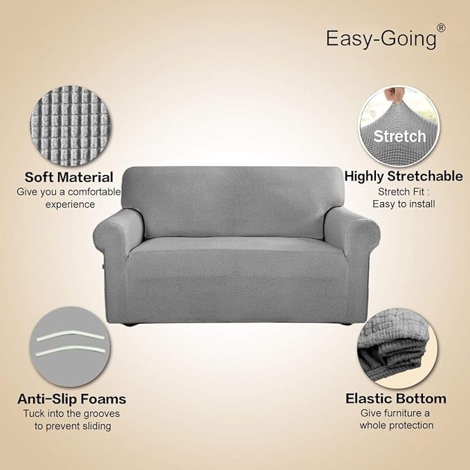 Easy-Going Stretch Oversized Sofa Couch Slipcover Washable Light Gray | 1-Piece - Image 3