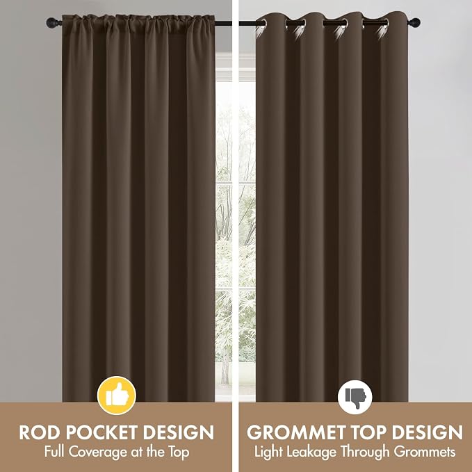 MIULEE Chocolate Brown Blackout Curtains 4 Panels 72 Inch Length Bedroom | - Image 7