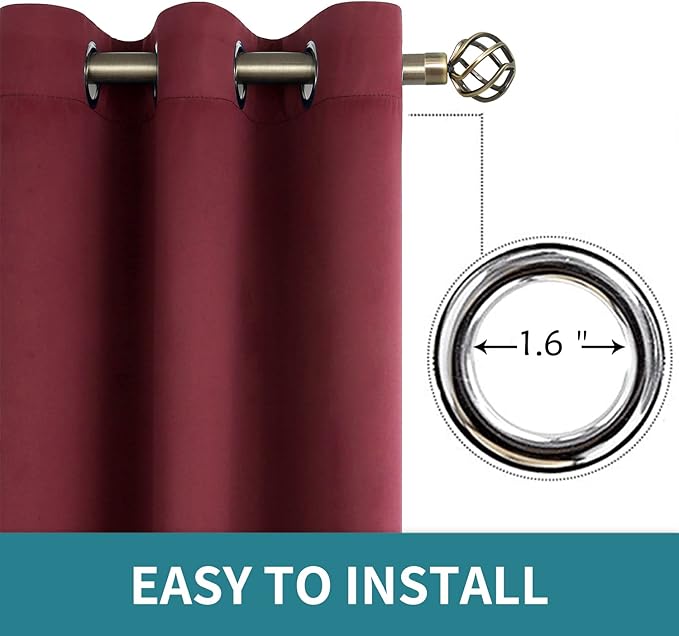 BGment Blackout Curtains for Bedroom - Grommet Thermal Insulated Room Darkening Curtains for Living Room, Set of 2 Panels (70 x 84 Inch, Burgundy)
