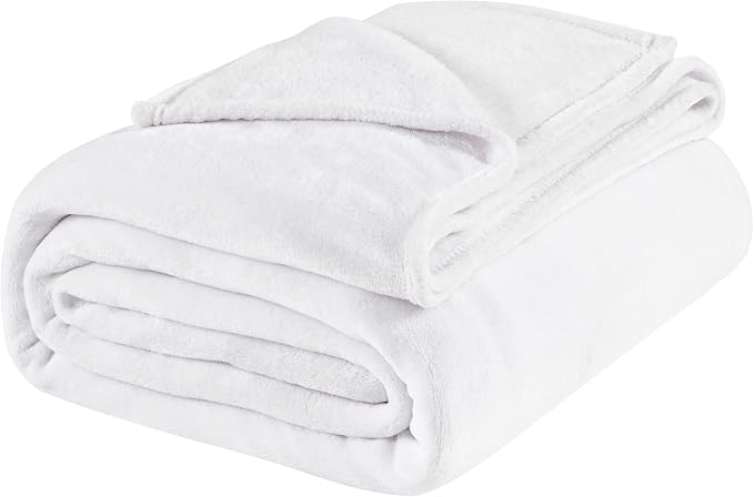 BEDELITE Fleece Blanket Soft Plush Queen Size Bed Blanket White 90"x90" | Ultra - Image 9