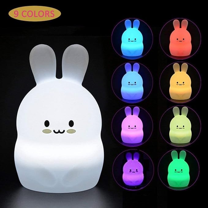Night Light, Big Size Night Light for Kids, Bedside Lamp, Multicolor Light with Remote Control, Break Resistant, Eye Caring, Adjustable Brightness & Color, Timing Function - Large Rabbit
