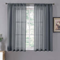 Tollpiz Short Sheer Curtains Linen Textured Living Room Curtain Sheers Light by Tollpiz